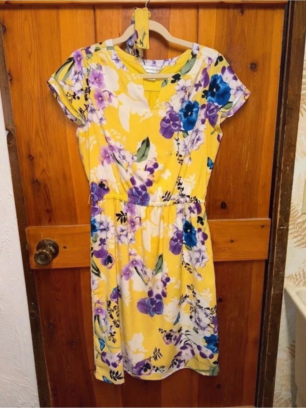 Yellow Floral Short Sleeve Dress